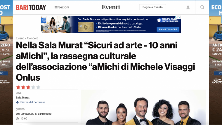 “Sicuri ad arte – 10 anni aMichi”: l’articolo di BariToday